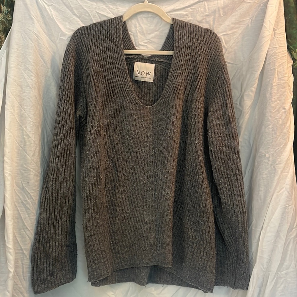 Deep V Cashmere Wool Blend Sweater